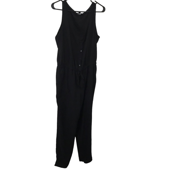 Ann Taylor black sleeveless drawstring waist jumpsuit - Picture 1 of 12
